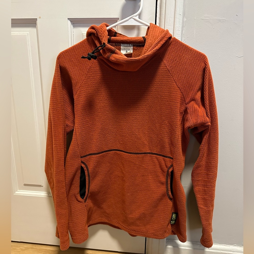 Melanzana women’s small microgrid hoodie rust orange